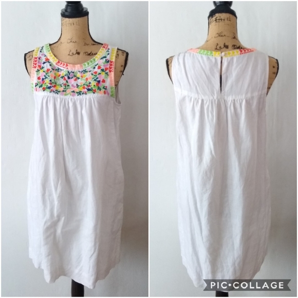 J. Crew Factory Dresses & Skirts - J. Crew• white embroidered linen blend shift dress